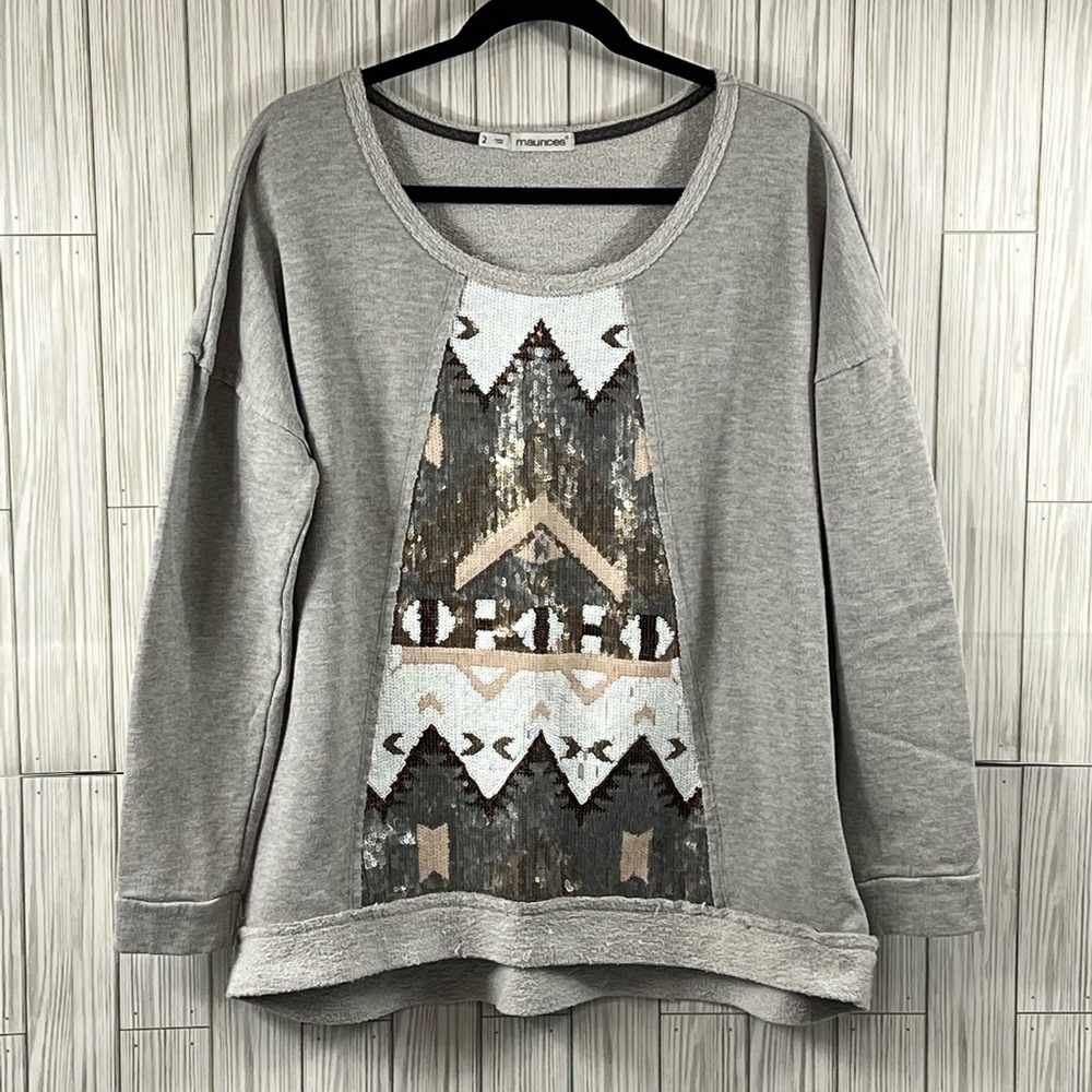 Maurices Sequined Embellished Front Sweatshirt